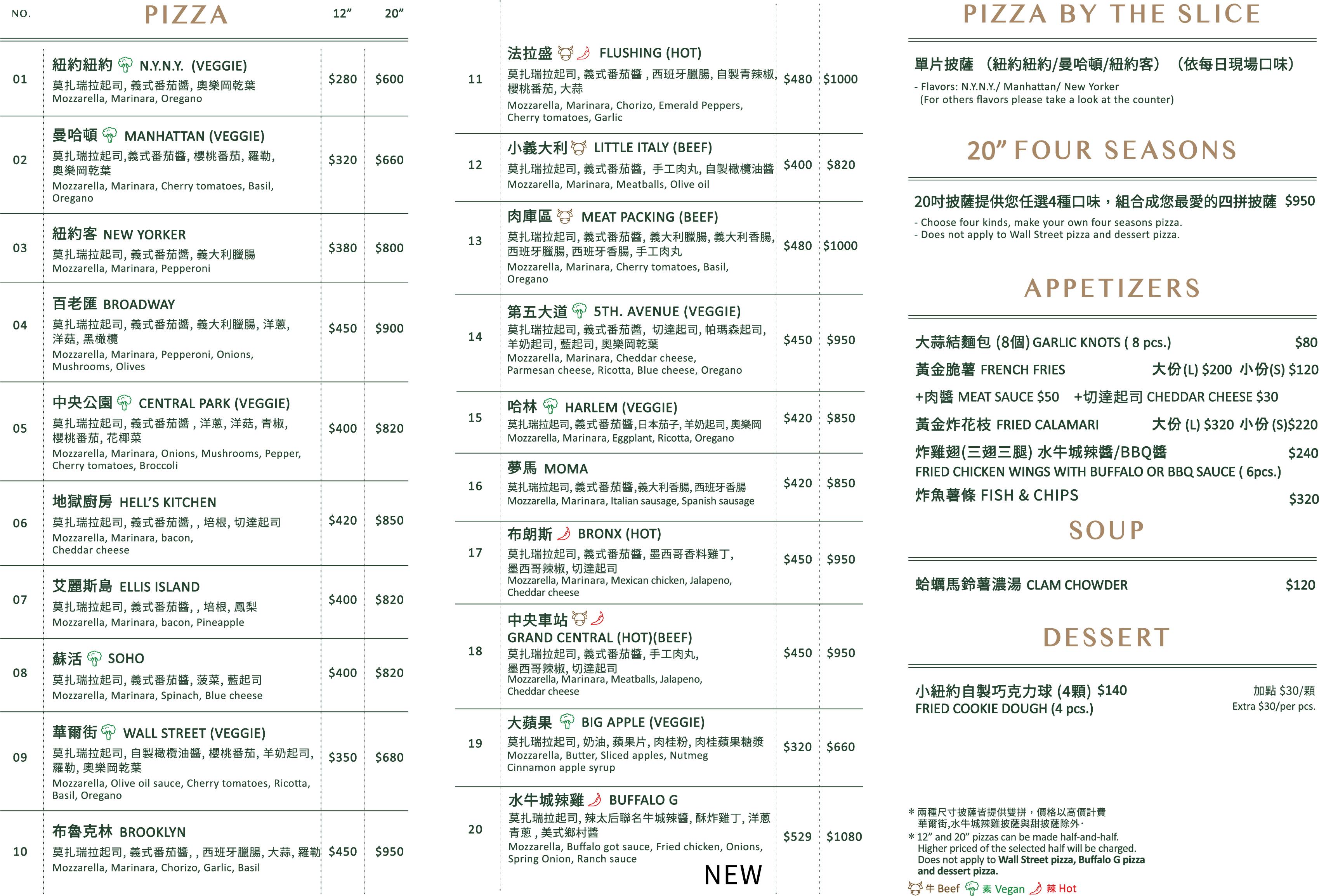 Little New York Pizzeria  小紐約｜美食地圖 skmeats菜單